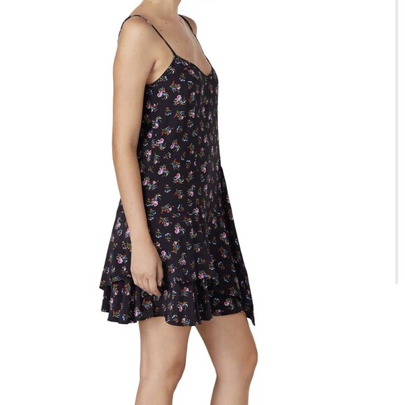 Thakoon Collective Floral Slip Dress Womens 4 Small Black Watercolor Mini Casual - Picture 2 of 9
